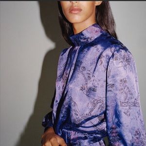 Zara Printed dress with belt purple size S